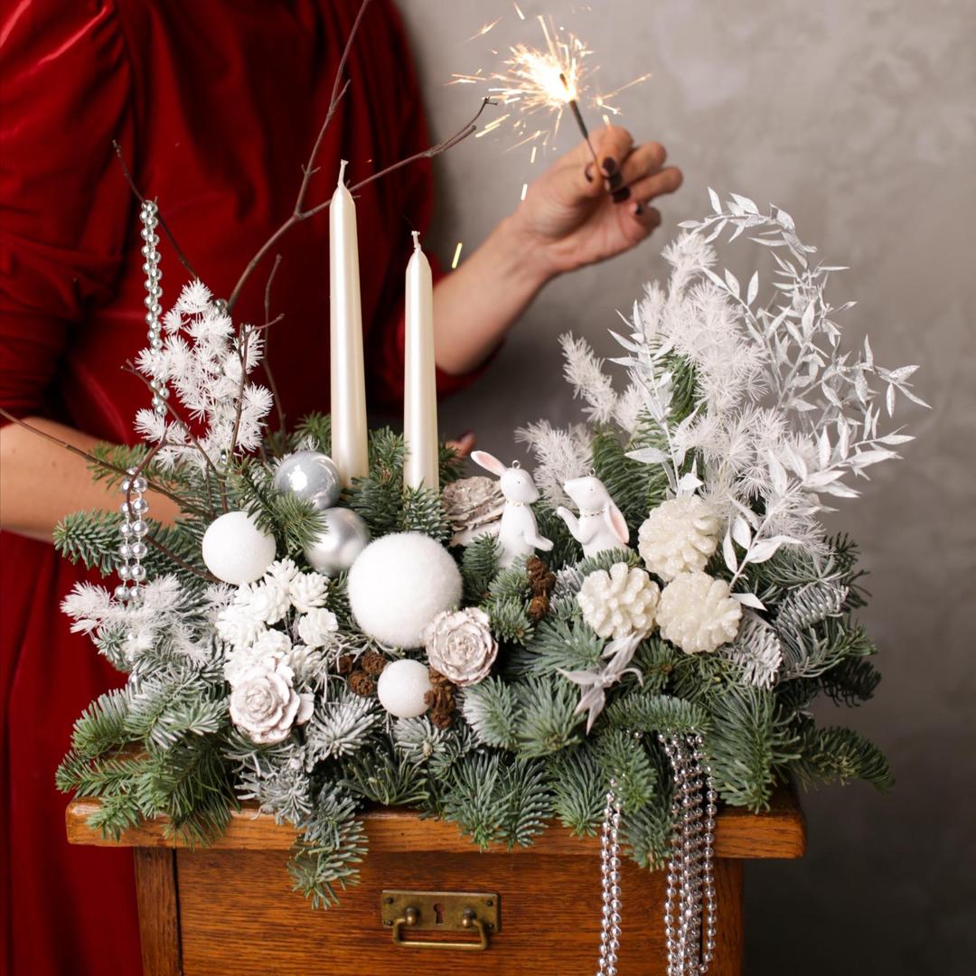 Новогодняя композиция на стол 1